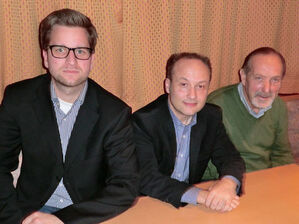 SPD Ortsvorsitzender Thomas Schug, Bundestagskandidat Harald Unfried, Rentenexperte Hans Wemmers